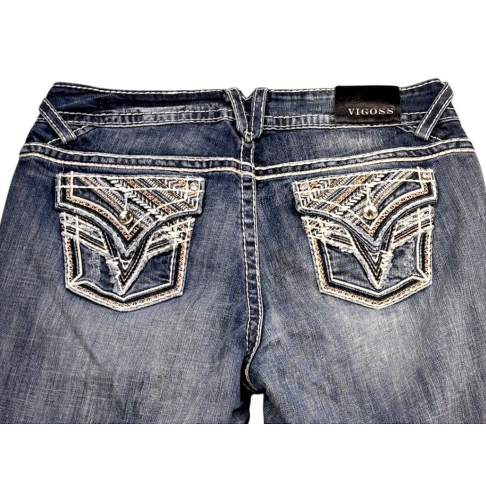 Vigoss The New York Capri Jeans Womens 16 Medium Wash Embellished Pocket Stretch - Picture 3 of 13